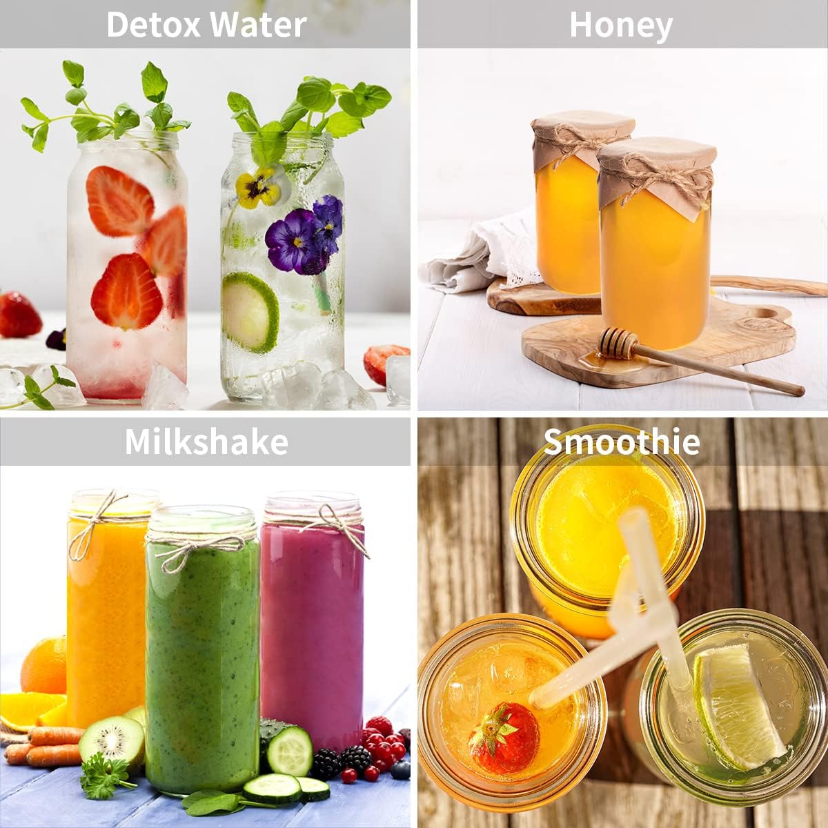 16oz 8 Pack Drinking Glasses with Bamboo Lids and Straw, RUCKAE Beer Can Glass Cups,Iced Coffee Cup,Glass Tumbler with Straw and Lid, Can Shaped Glass Cups for Beer,Smoothies,Cocktail,Whiskey - Image 6